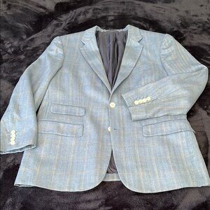 Ermenegildo Zegna Blue and Tan Sport Coat with Notched Lapel